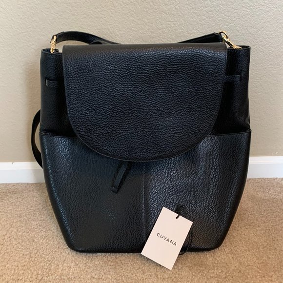 Cuyana Handbags - CUYANA Black Large Leather Backpack